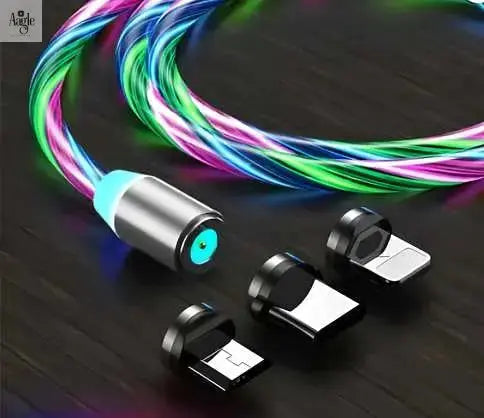 Fast 3 in 1 Multiple Pin With LED Light Magnetic Charger